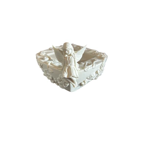 PartyLite Bisque Porcelain Fairy Enchantment Pillar Candle Holders Retired Pair - Picture 7 of 10